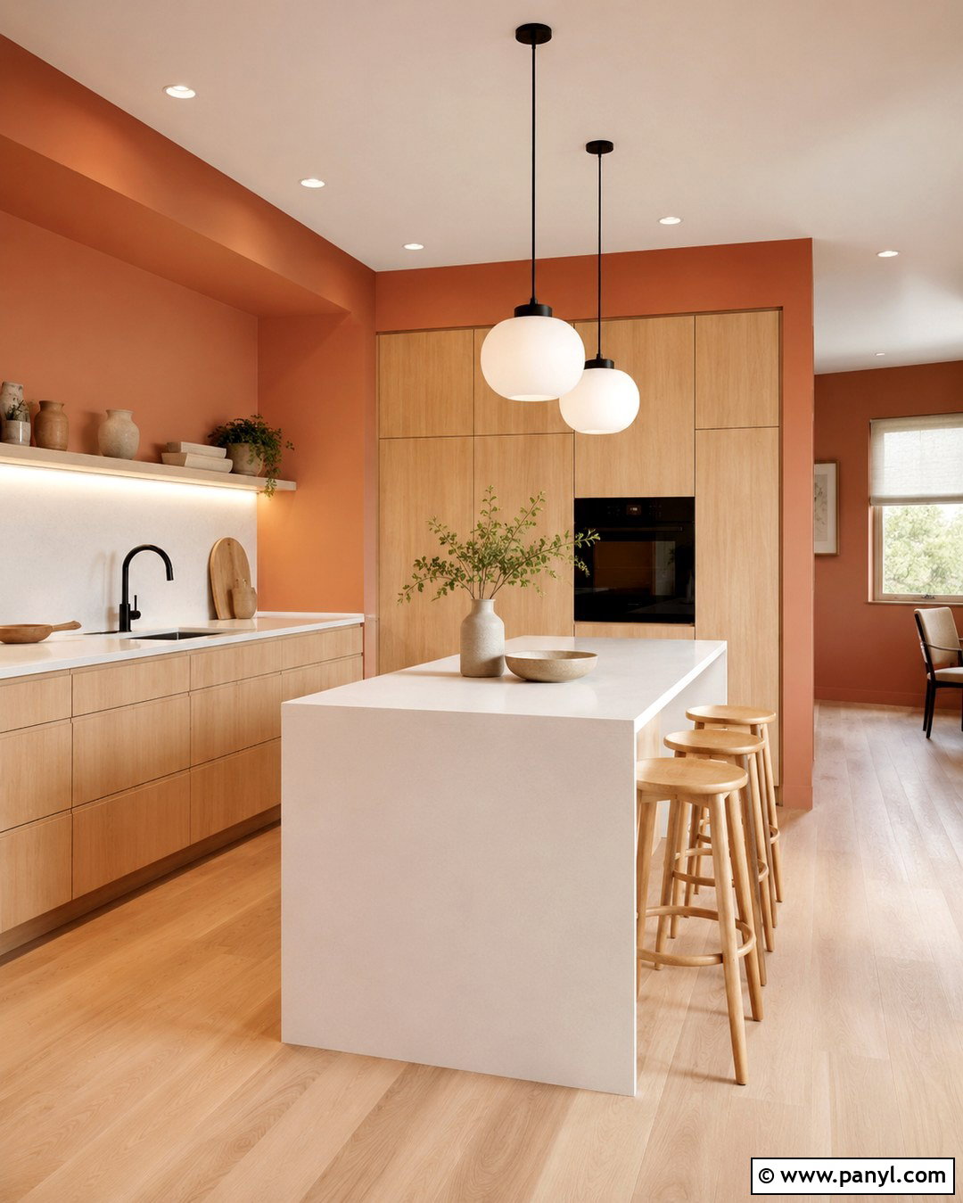 Light Terracotta Kitchen Walls In A Scandinavian Kitchen - 20 Light Terracotta Kitchen Walls
