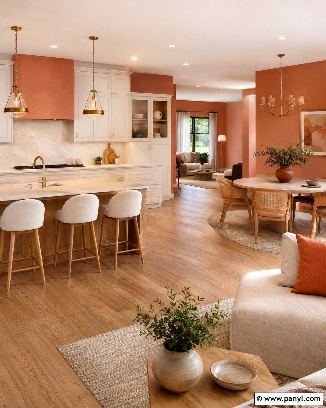Light Terracotta Kitchen Walls In An Open-Plan Kitchen - 20 Light Terracotta Kitchen Walls