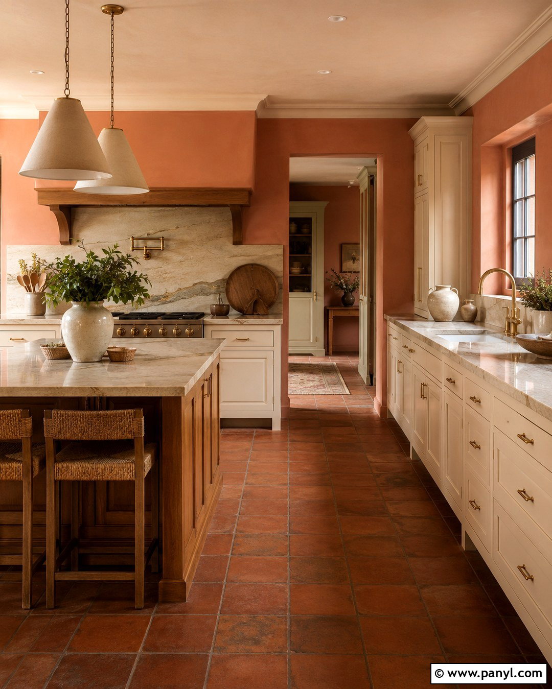 Light Terracotta Kitchen Walls With Cream Cabinets - 20 Light Terracotta Kitchen Walls