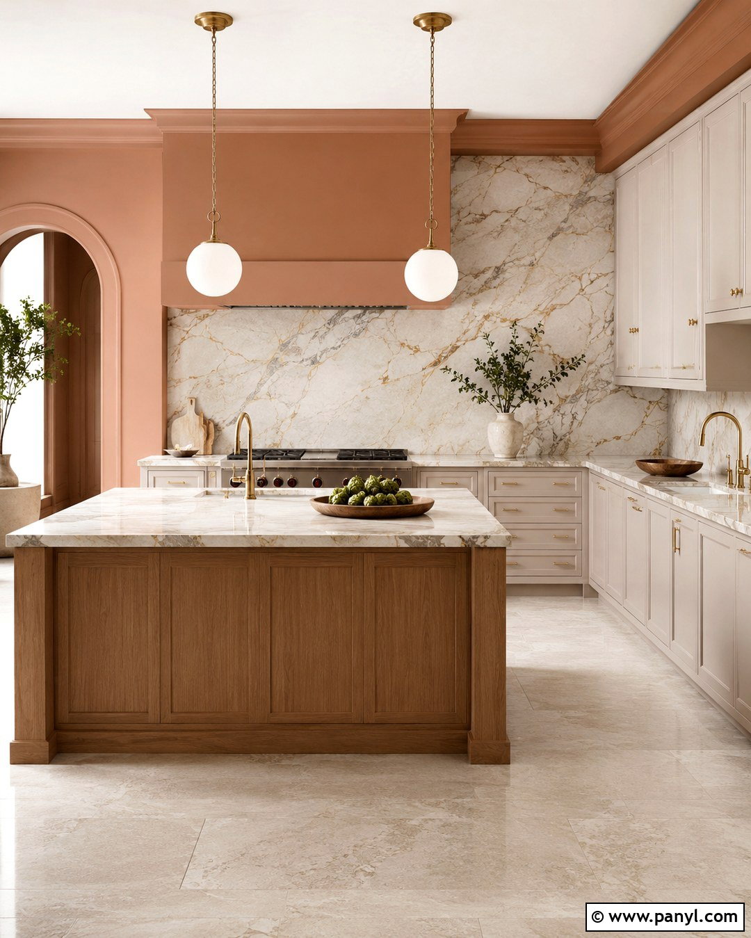 Light Terracotta Kitchen Walls With Marble Backsplash - 20 Light Terracotta Kitchen Walls