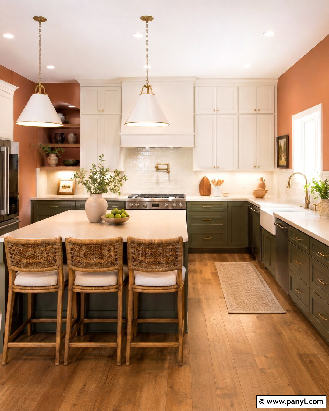 Light Terracotta Kitchen Walls With Two-Tone Cabinets - 20 Light Terracotta Kitchen Walls