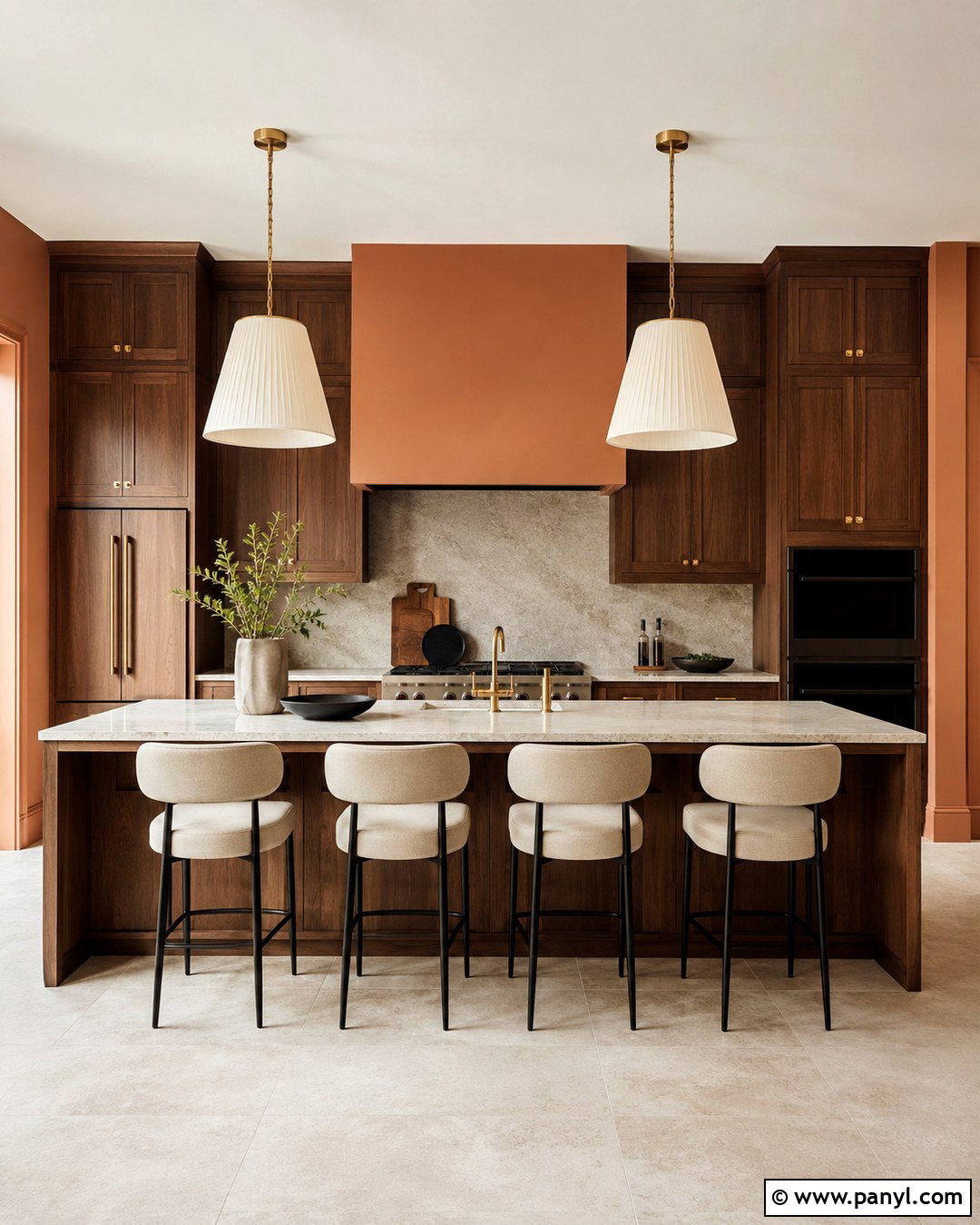 Light Terracotta Kitchen Walls With Walnut Cabinets - 20 Light Terracotta Kitchen Walls