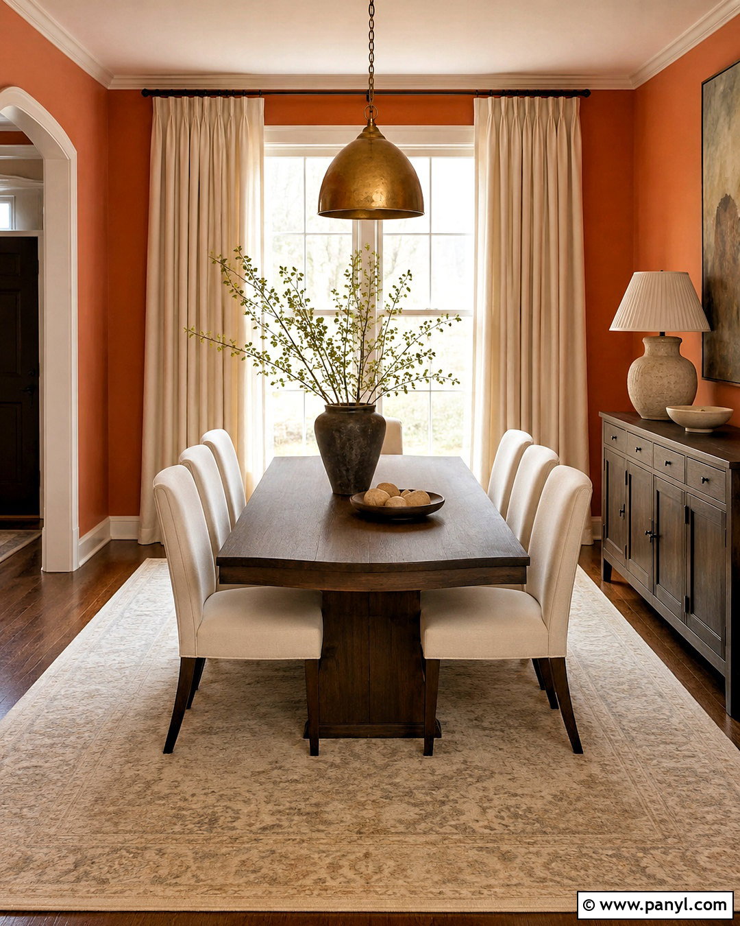Light Terracotta Walls In A Dining Room - 40 Light Terracotta Walls