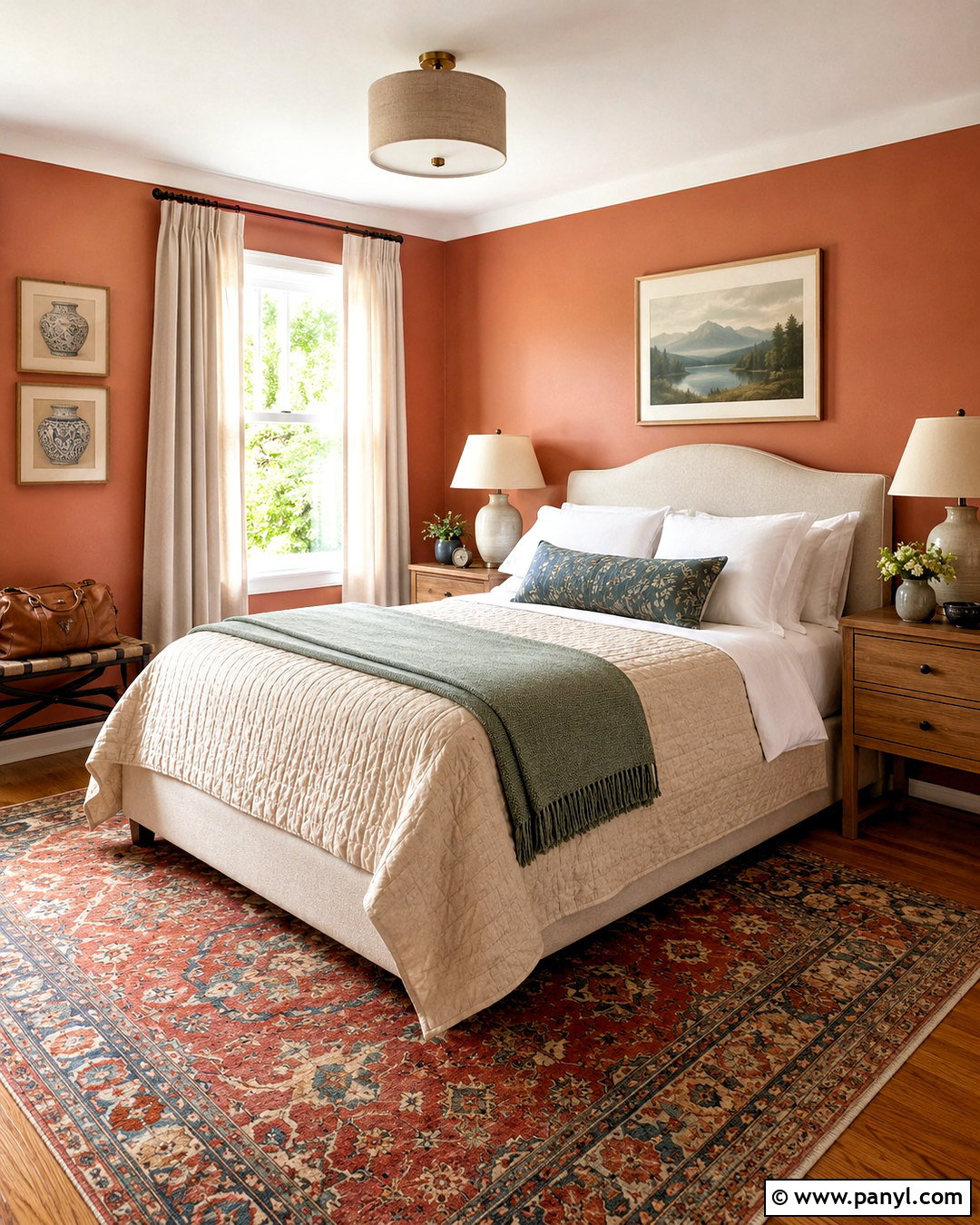 Light Terracotta Walls In A Guest Bedroom - 40 Light Terracotta Walls