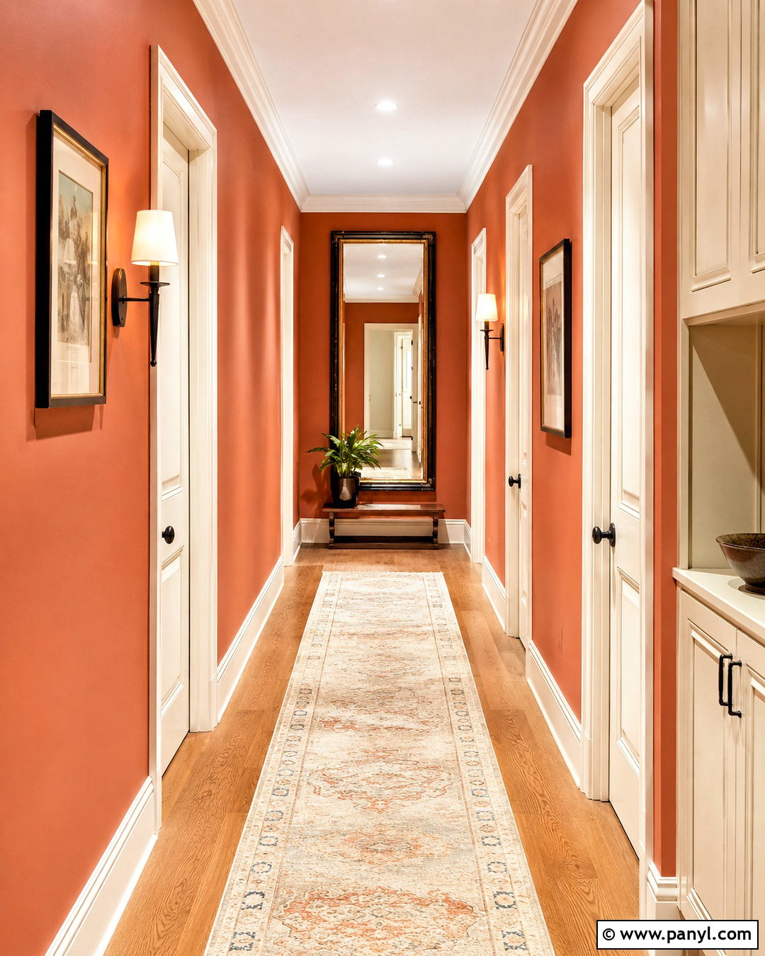 Light Terracotta Walls In A Narrow Hallway - 40 Light Terracotta Walls