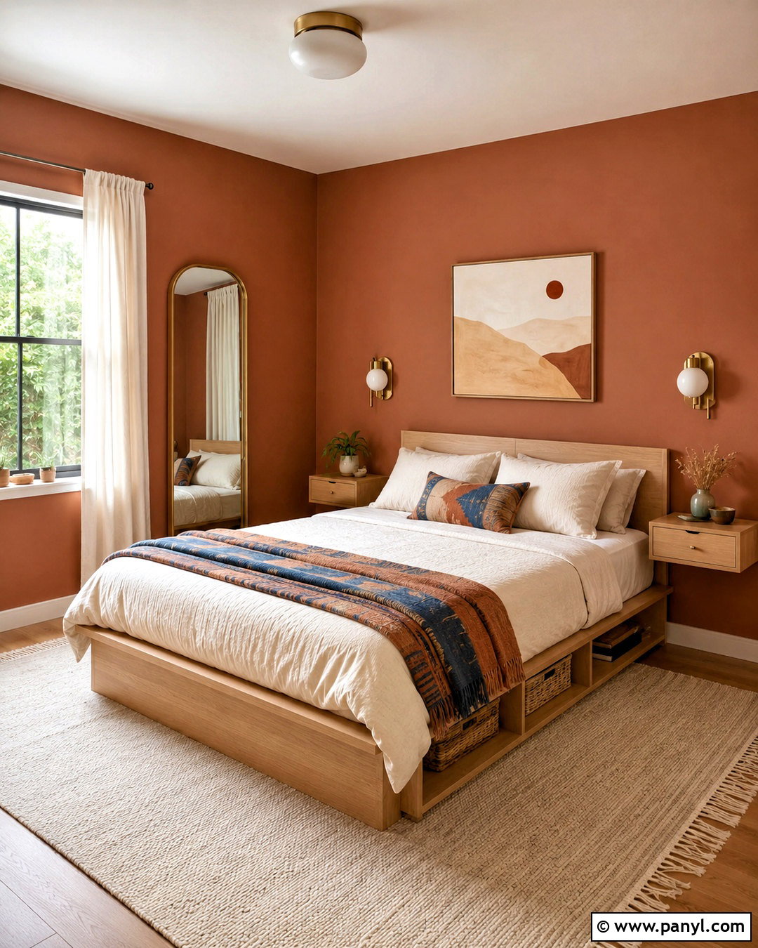 Light Terracotta Walls In A Small Bedroom - 40 Light Terracotta Walls