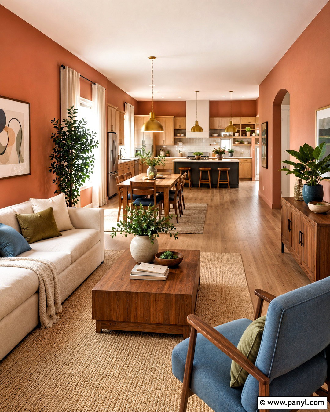 Light Terracotta Walls In An Open Plan Room - 40 Light Terracotta Walls