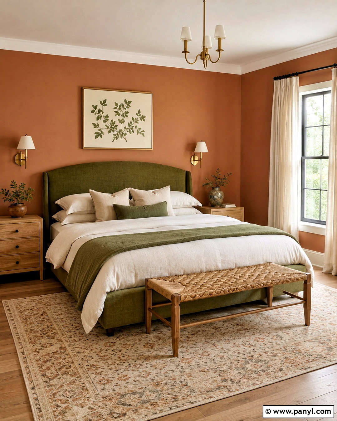 Light Terracotta Walls With A Sage Green Bed - 40 Light Terracotta Walls