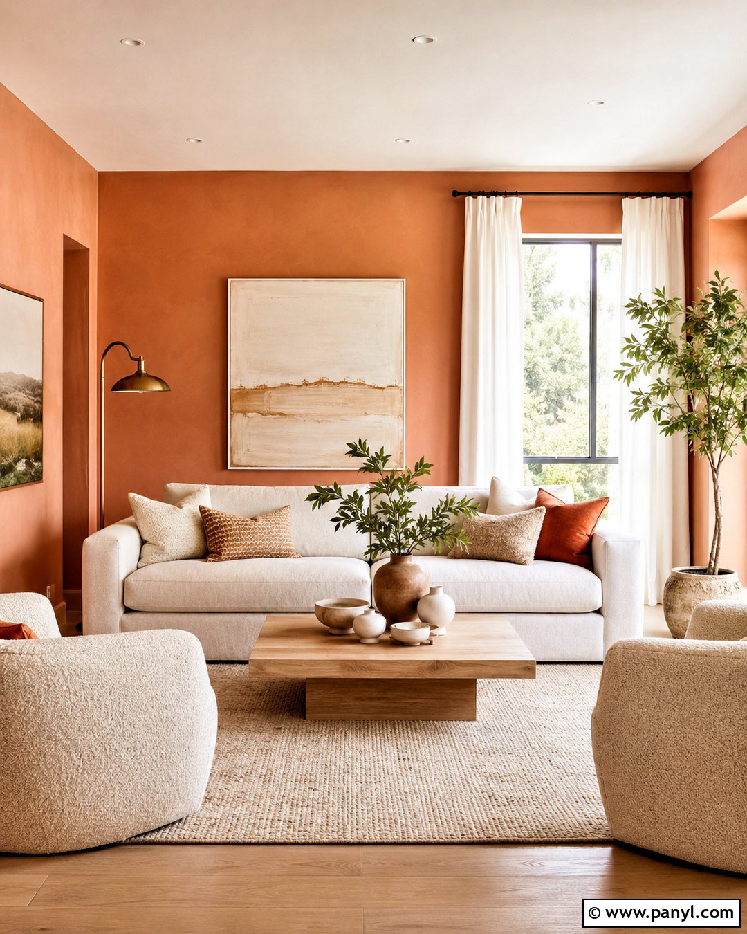 Light Terracotta Walls With Cream Furniture - 40 Light Terracotta Walls