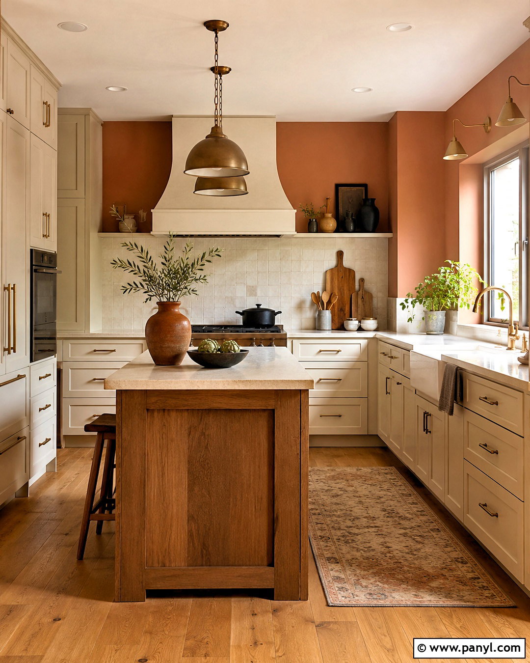 Light Terracotta Walls With Cream Kitchen Cabinets - 40 Light Terracotta Walls