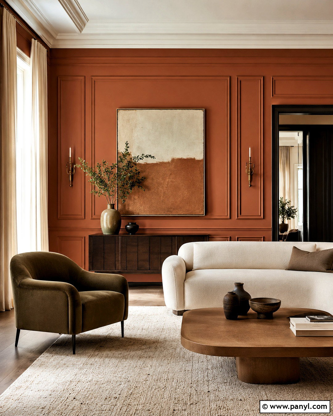 Light Terracotta Walls With Wall Paneling - 40 Light Terracotta Walls