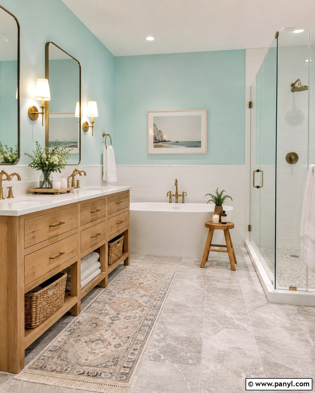 Light Turquoise Bathroom With White Tile - 20 Light Turquoise Wall Paint Ideas