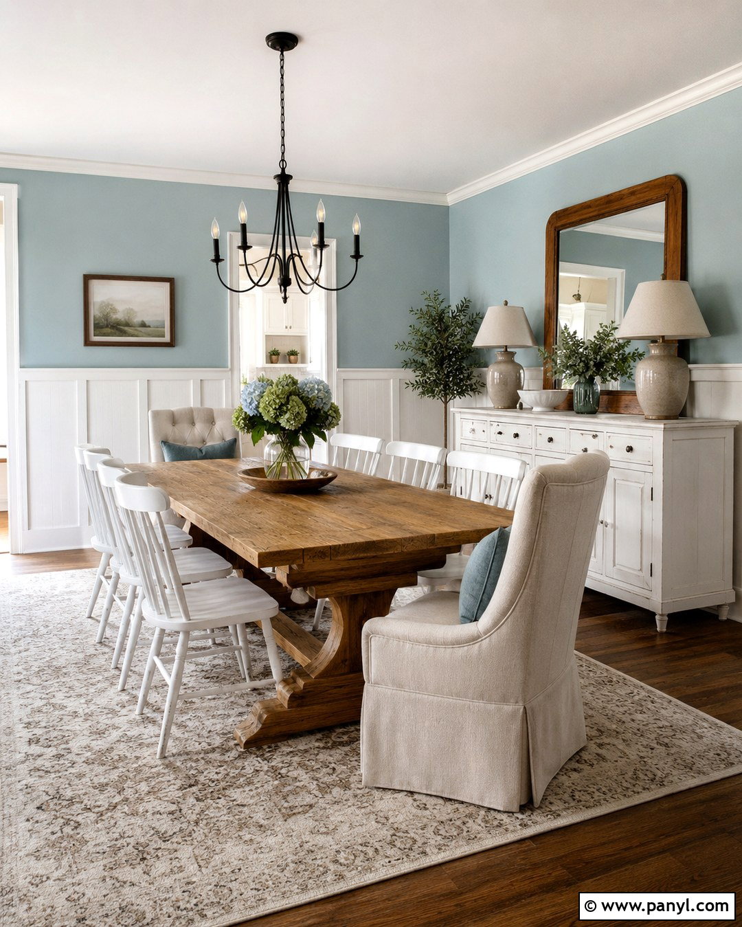 Light Turquoise Farmhouse Dining Room - 20 Light Turquoise Wall Paint Ideas