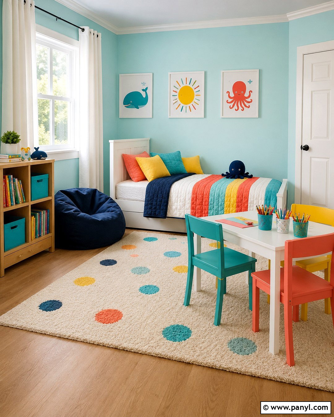 Light Turquoise Kids Room With Colorful Decor - 20 Light Turquoise Wall Ideas