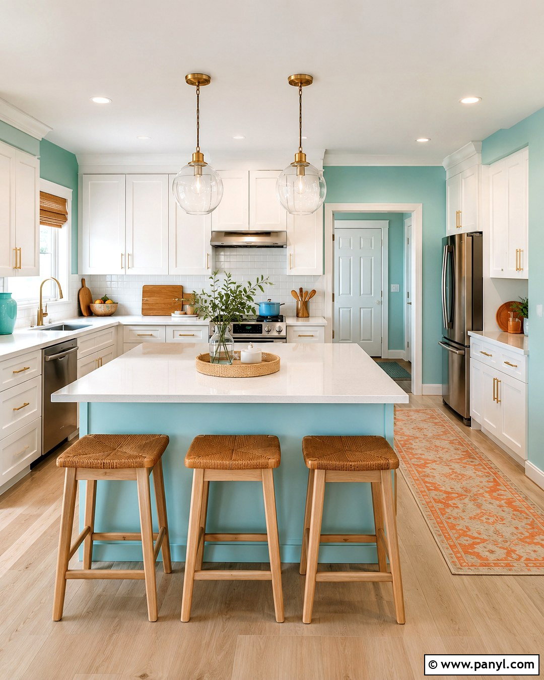 Light Turquoise Kitchen With White Cabinets - 20 Light Turquoise Wall Paint Ideas