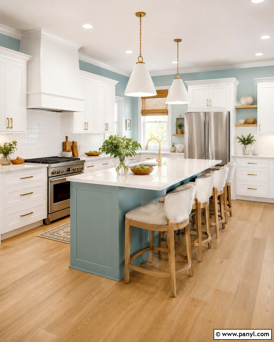 Light Turquoise Kitchen With White Cabinets - 20 Light Turquoise Wall Ideas