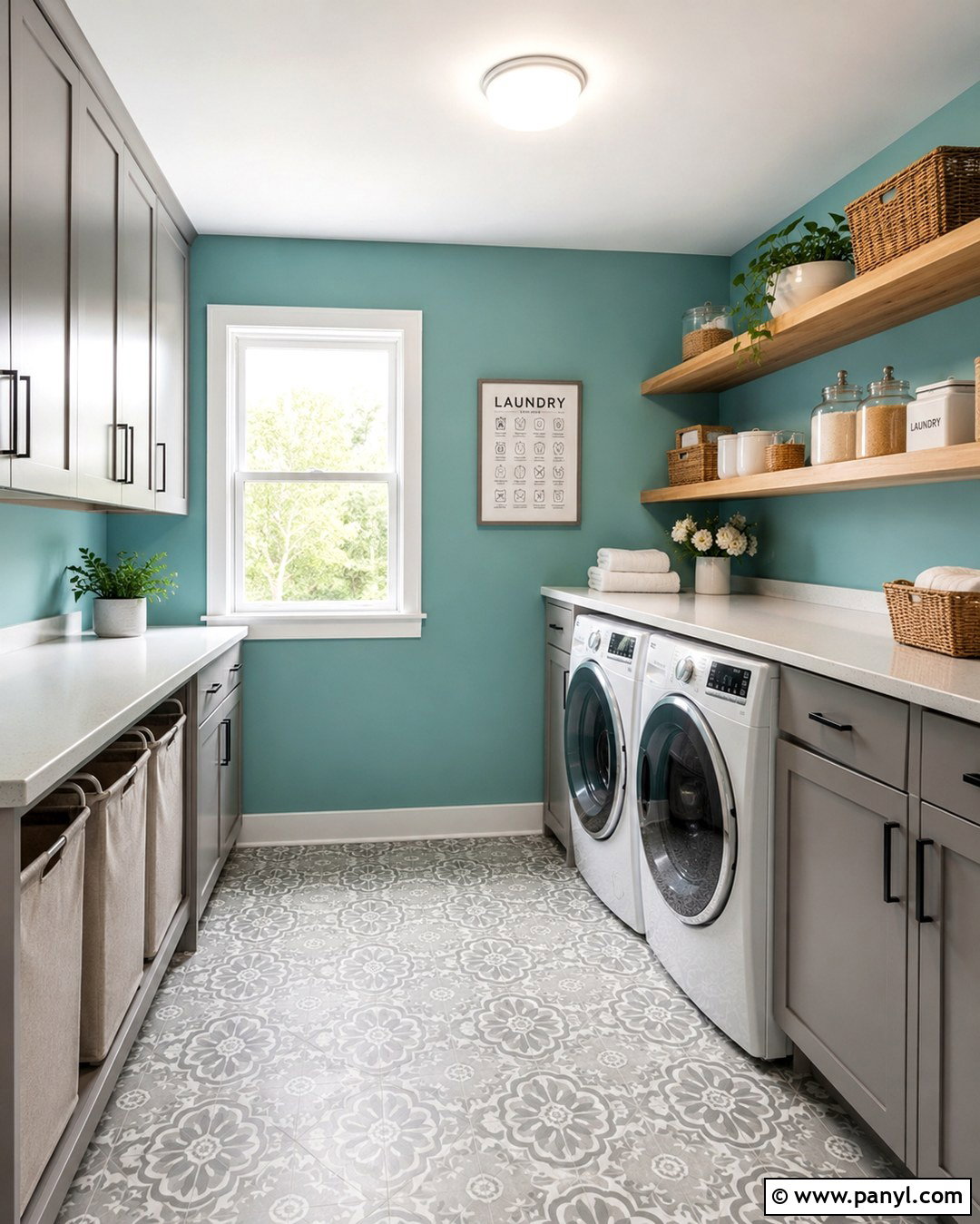 Light Turquoise Laundry Room With Gray Cabinets - 20 Light Turquoise Wall Paint Ideas