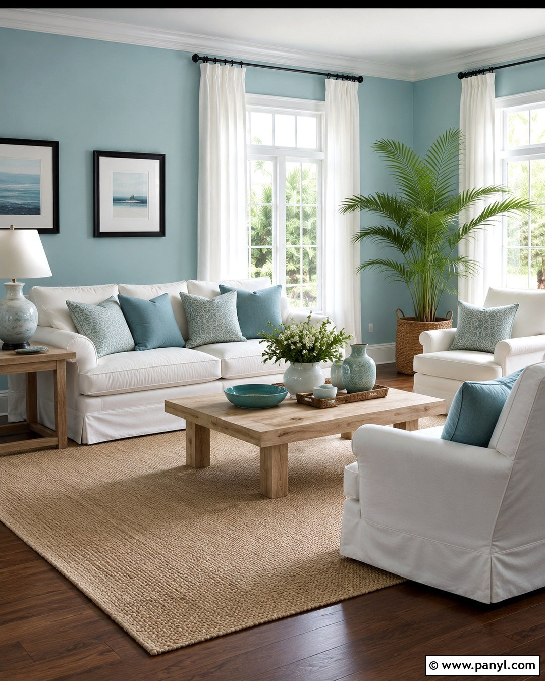 Light Turquoise Living Room With White Furniture - 20 Light Turquoise Wall Ideas