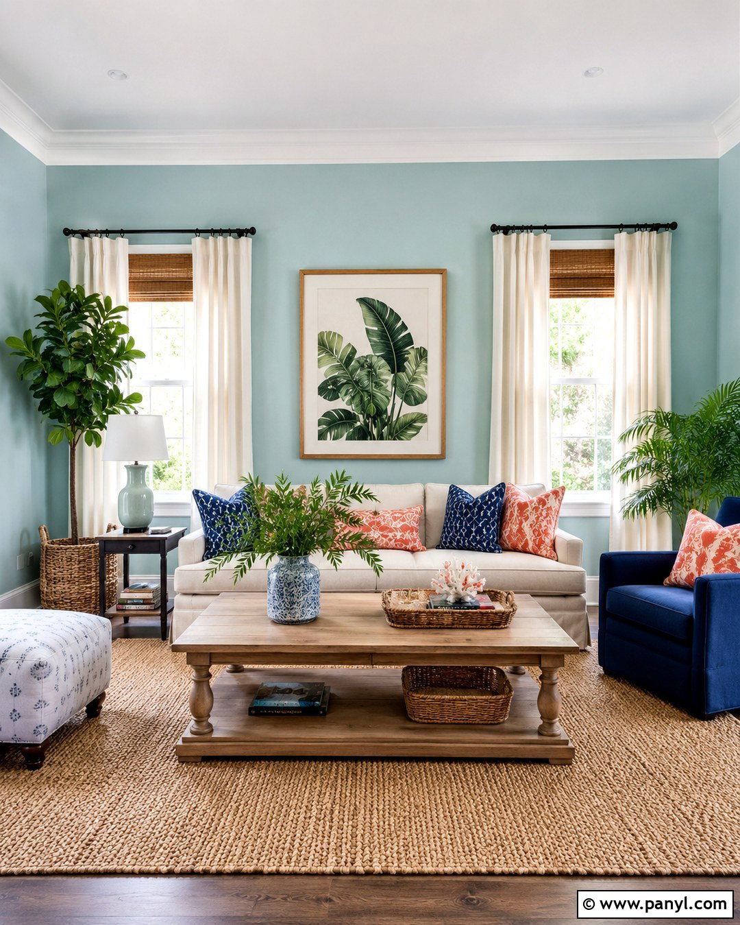 Light Turquoise Living Room With White Trim - 20 Light Turquoise Wall Paint Ideas