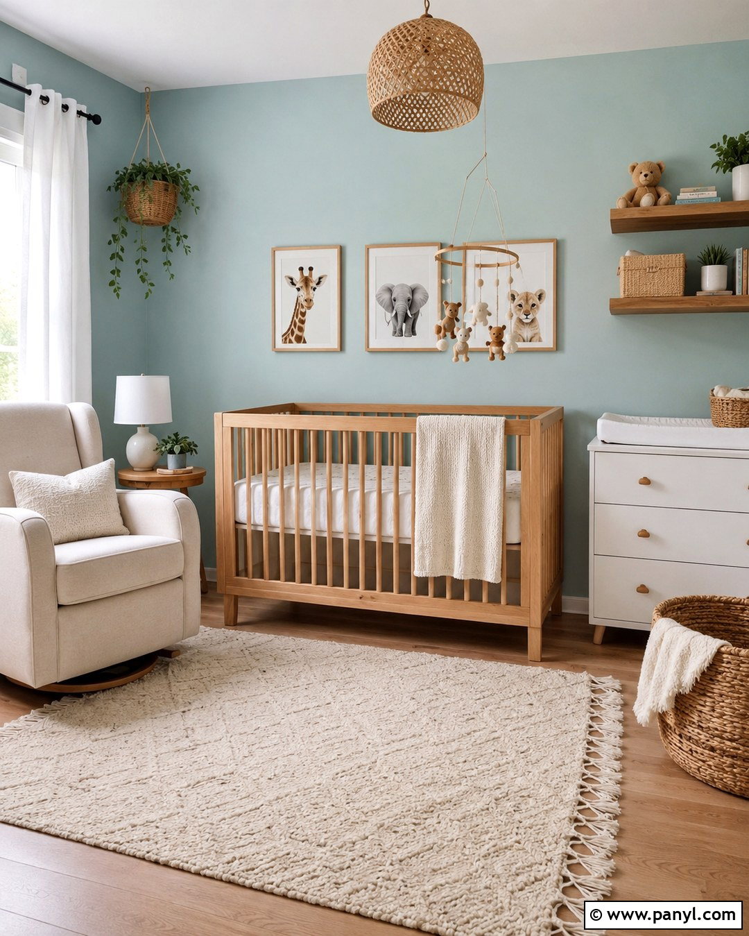 Light Turquoise Nursery With Neutral Decor - 20 Light Turquoise Wall Ideas