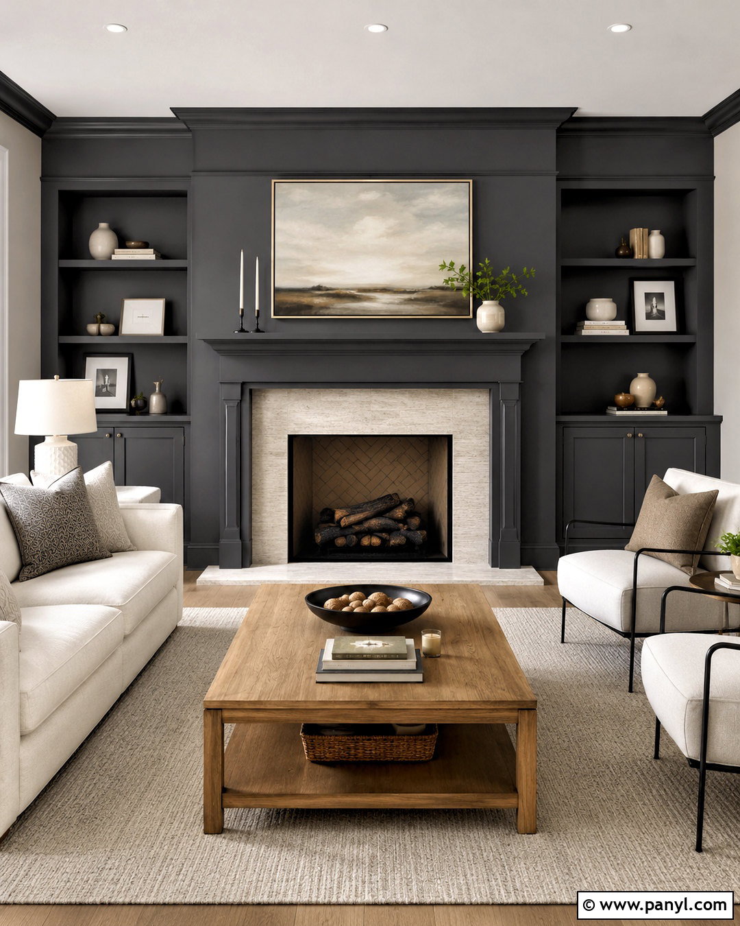 Light Walls With Charcoal Fireplace Trim - 40 light walls darker trim ideas