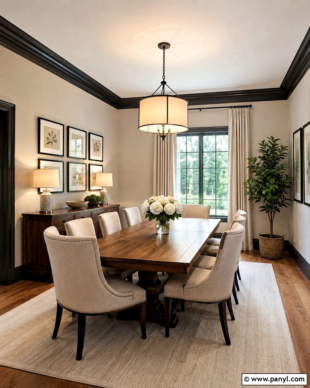 Light Walls With Dark Crown Molding - 40 light walls darker trim ideas