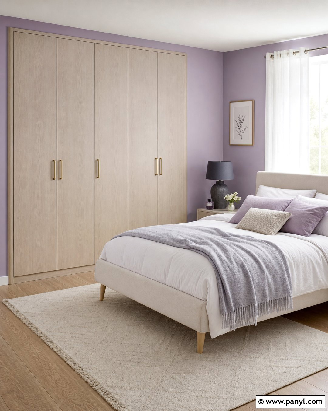 Light Wood Wardrobe With Lavender Walls - 25 Wardrobe And Wall Color Combination Ideas