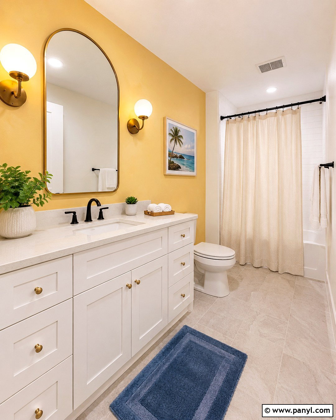 Light Yellow Accent Wall Bathroom - 20 Light Yellow Accent Wall Ideas
