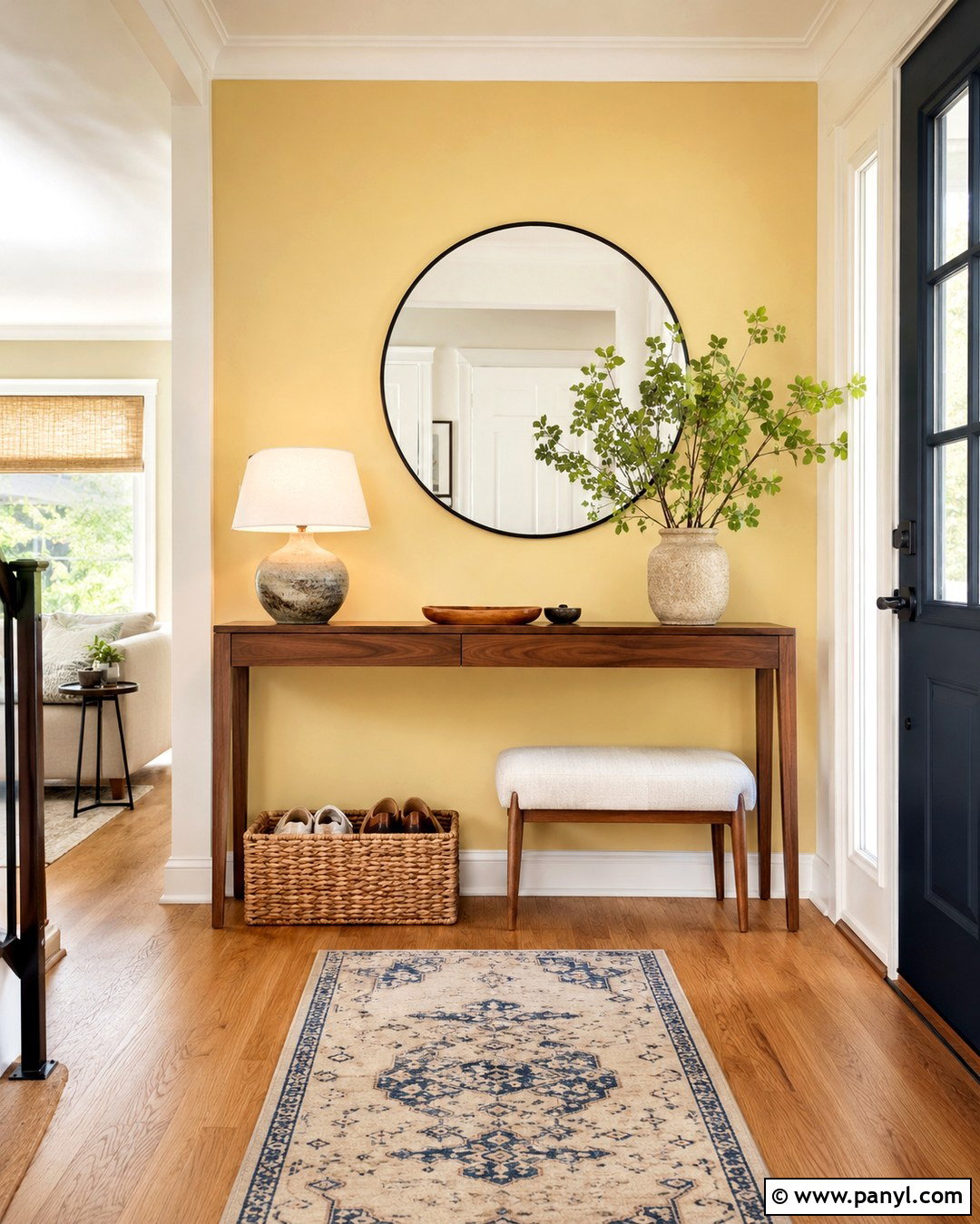 Light Yellow Accent Wall Entryway - 20 Light Yellow Accent Wall Ideas