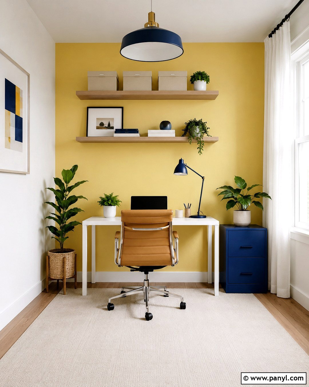 Light Yellow Accent Wall Home Office - 20 Light Yellow Accent Wall Ideas