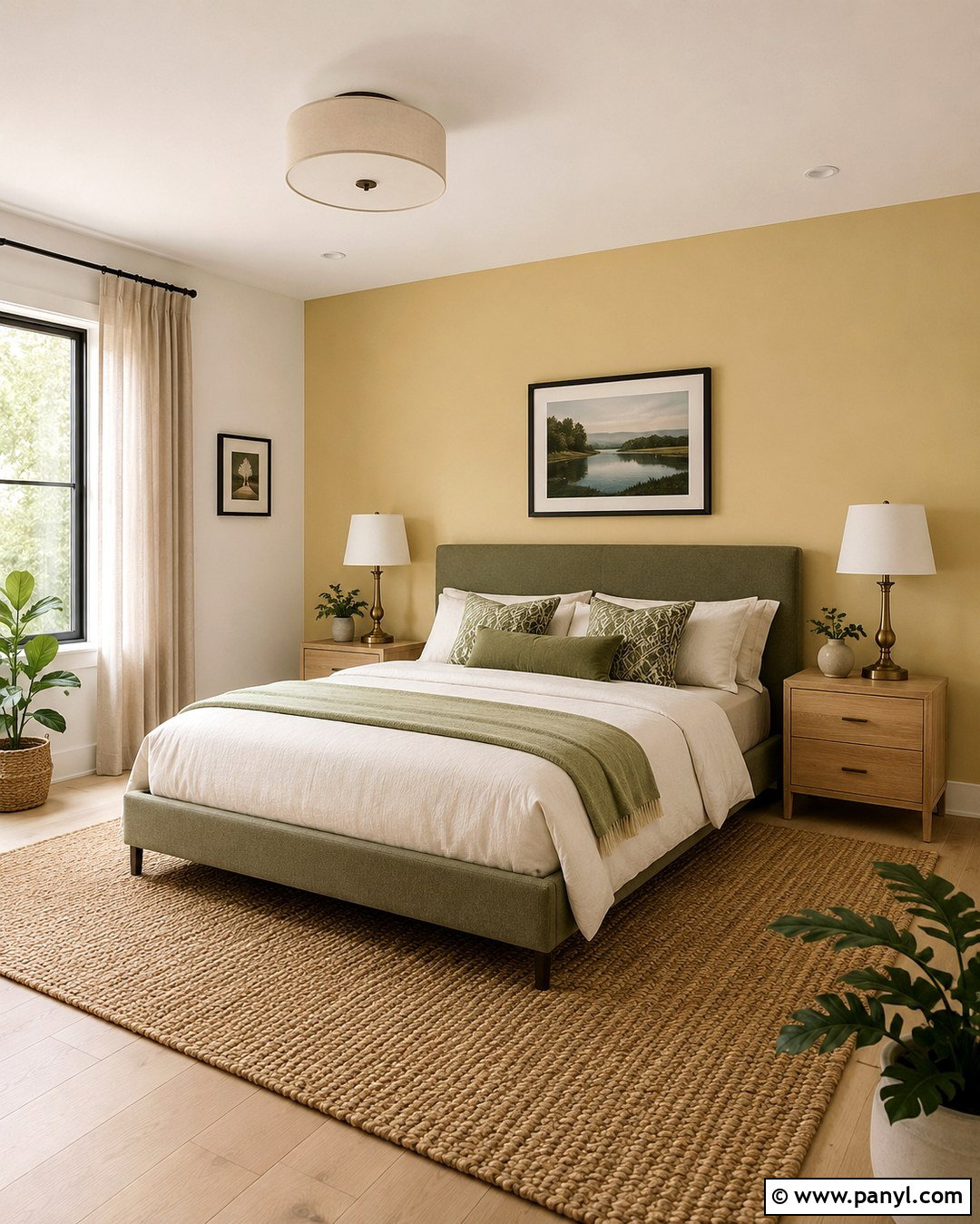 Light Yellow Accent Wall With Sage Green - 20 Light Yellow Accent Wall Ideas