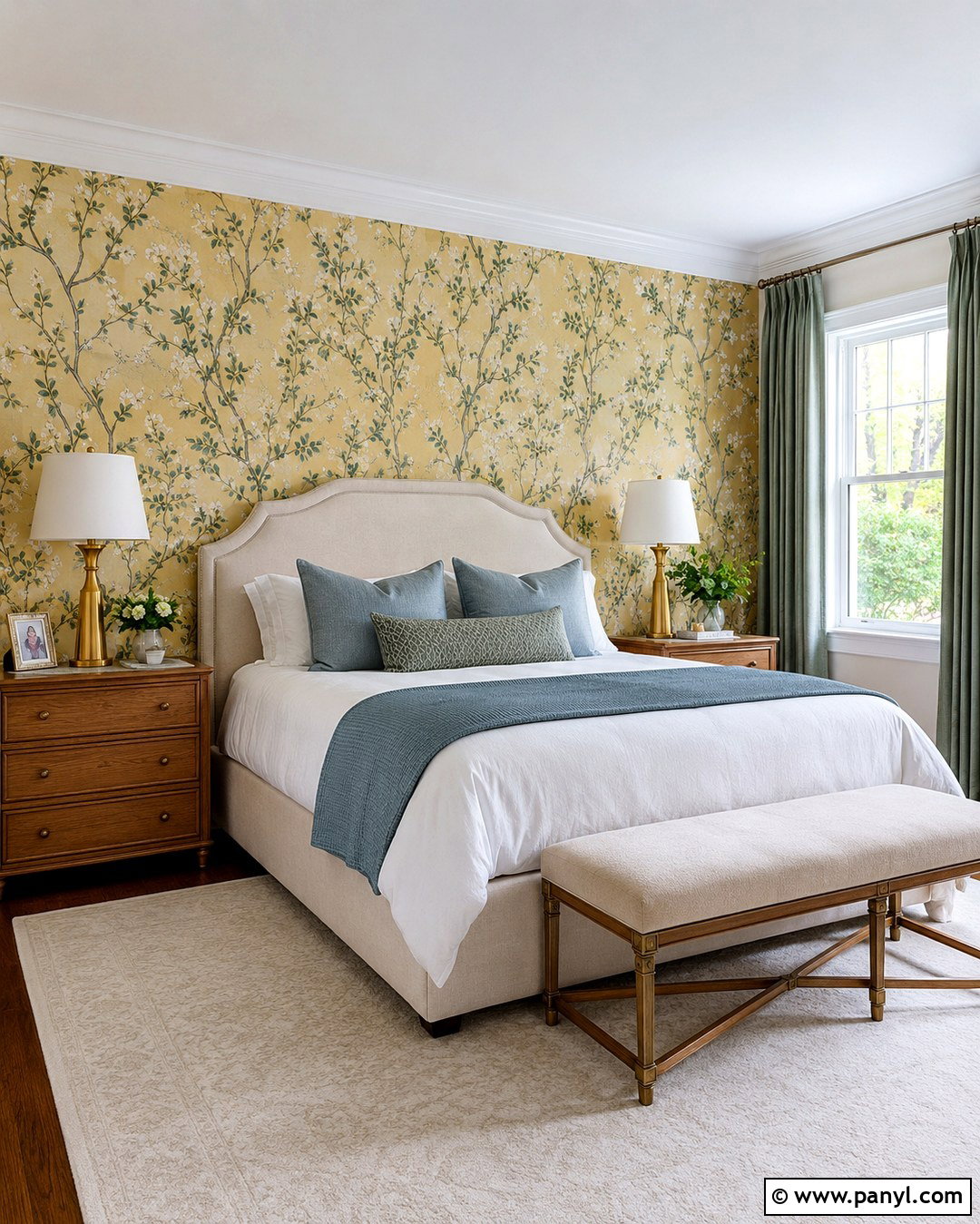 Light Yellow Accent Wall With Wallpaper - 20 Light Yellow Accent Wall Ideas