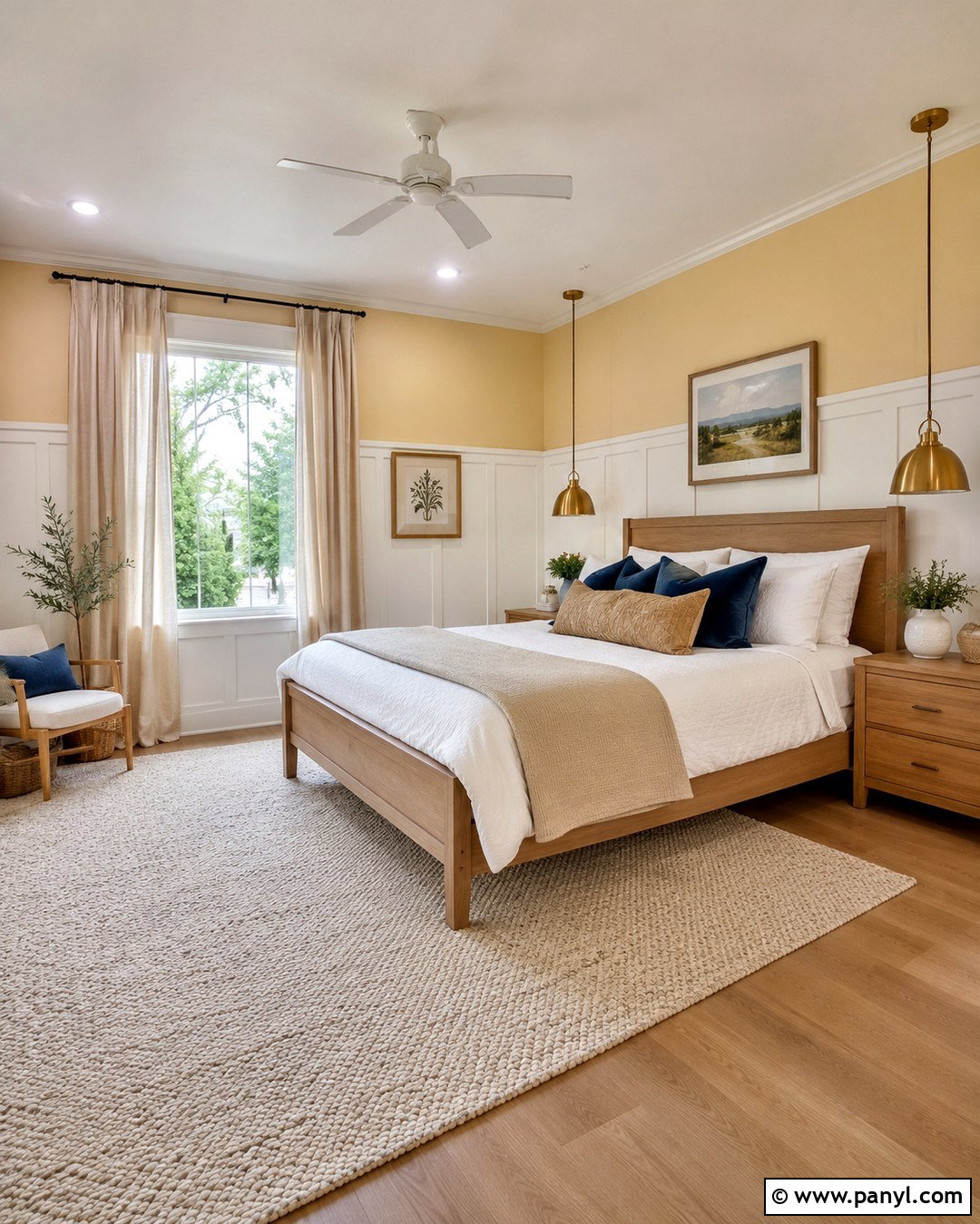 Light Yellow Accent Wall With White Paneling - 20 Light Yellow Accent Wall Ideas