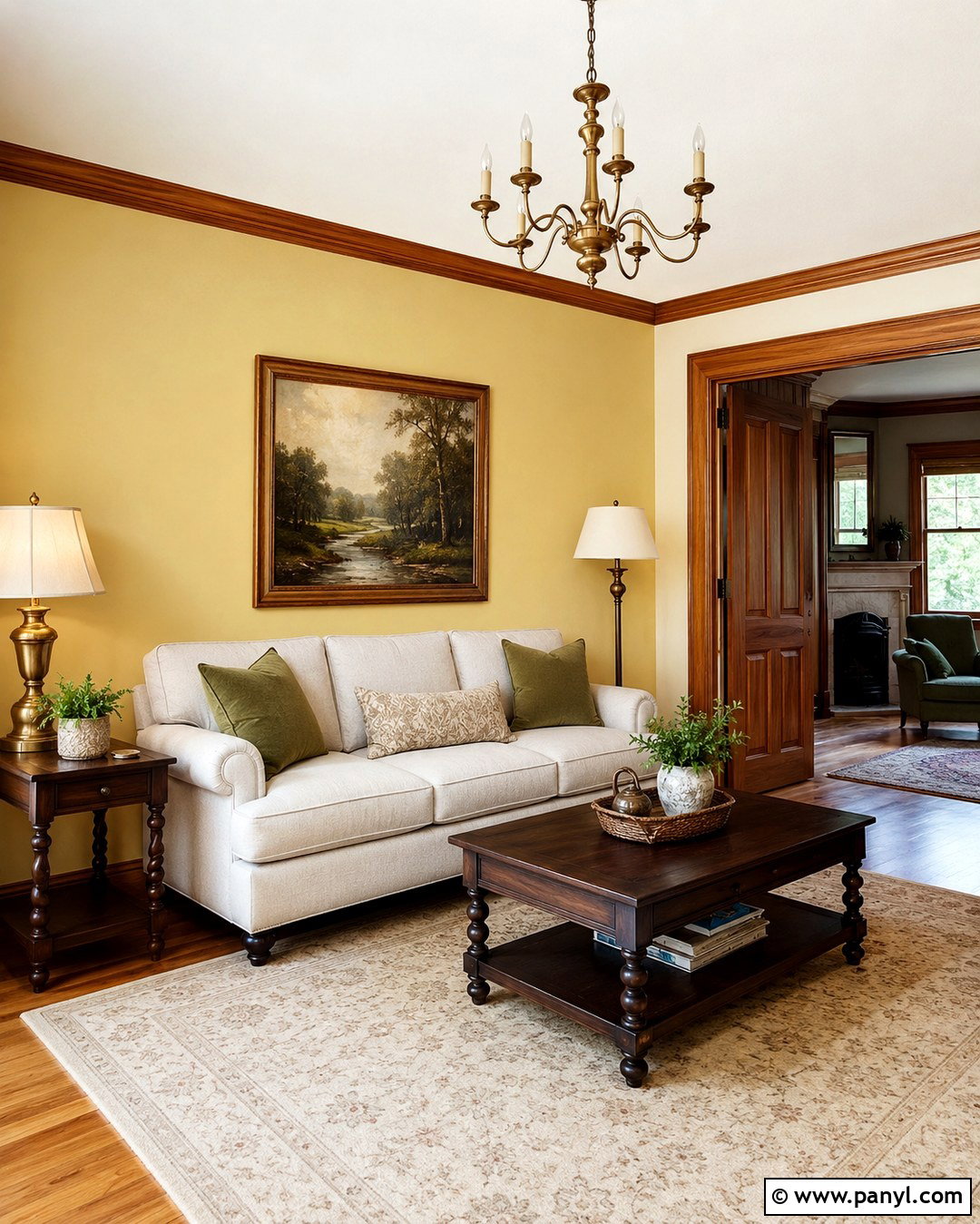 Light Yellow Accent Wall With Wood Trim - 20 Light Yellow Accent Wall Ideas