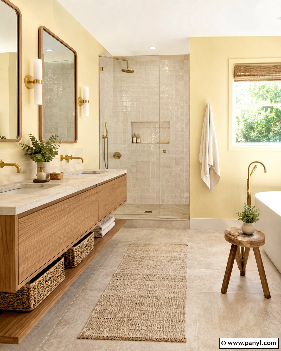 Light Yellow And Natural Wood Bathroom - 20 light yellow bathroom ideas
