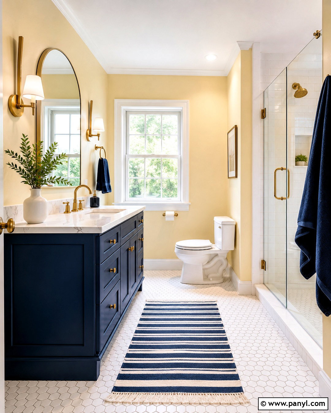 Light Yellow And Navy Bathroom - 20 light yellow bathroom ideas