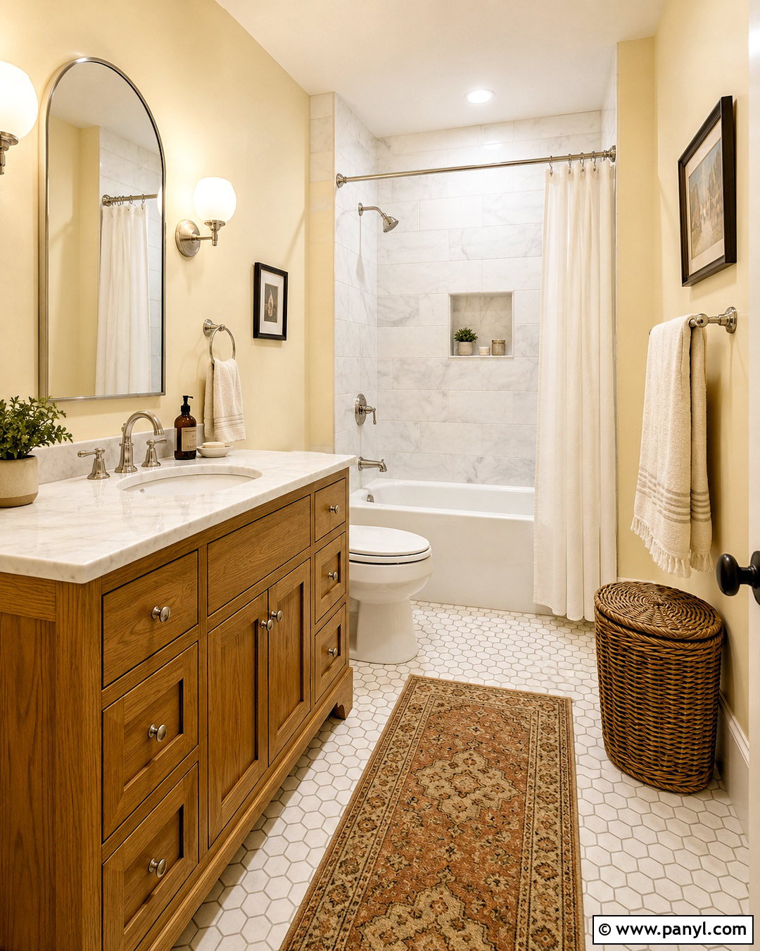 Light Yellow Bathroom With White Marble - 20 light yellow room ideas