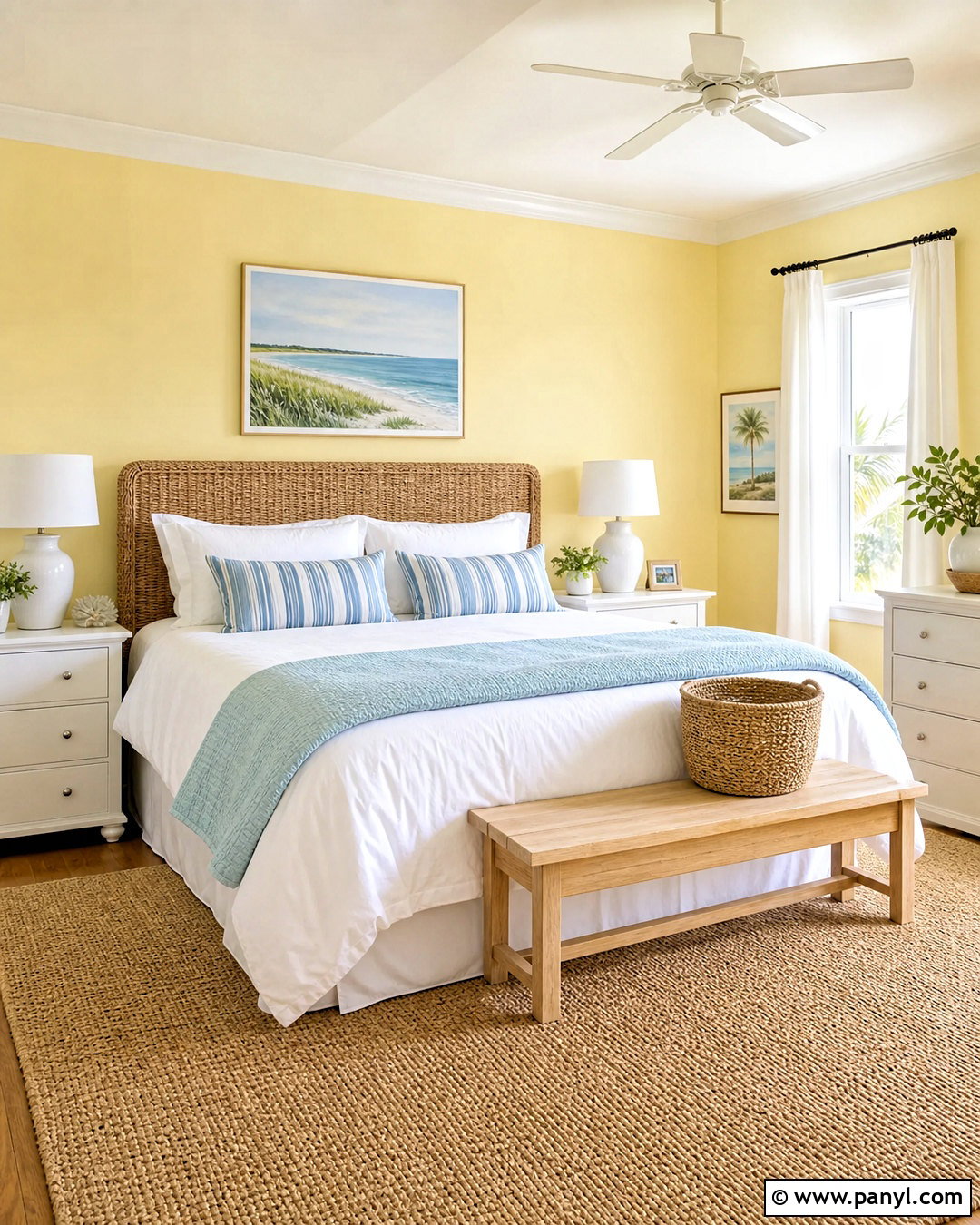 Light Yellow Bedroom Walls With Coastal Blue - 20 light yellow bedroom walls
