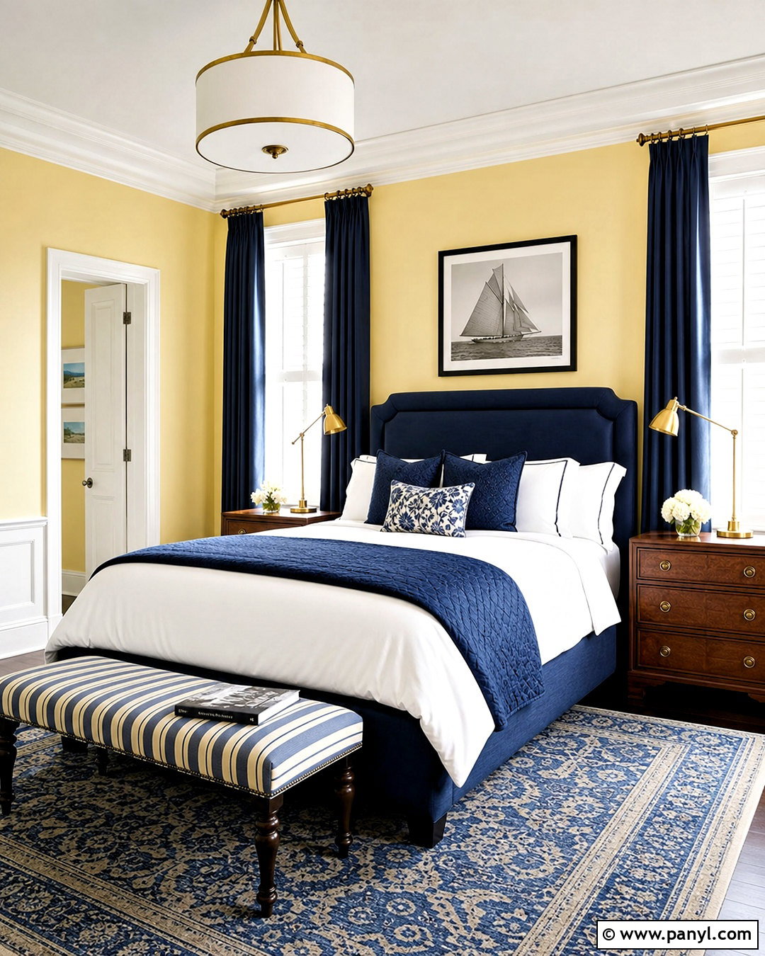 Light Yellow Bedroom Walls With Navy Blue - 20 light yellow bedroom walls