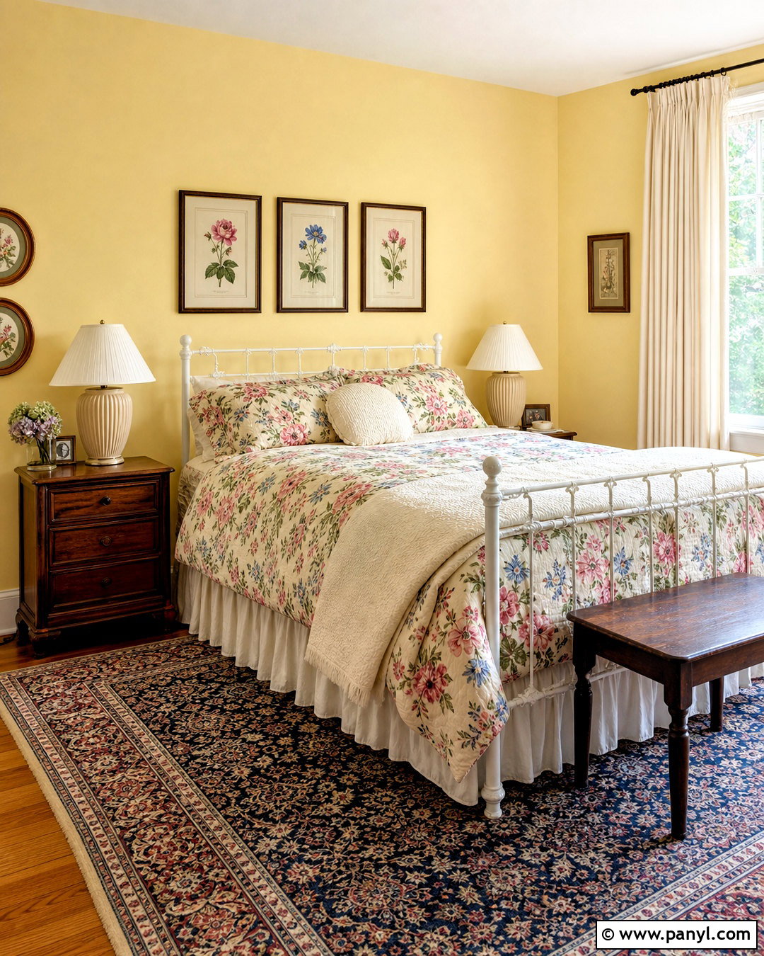 Light Yellow Bedroom Walls With Vintage Floral Decor - 20 light yellow bedroom walls