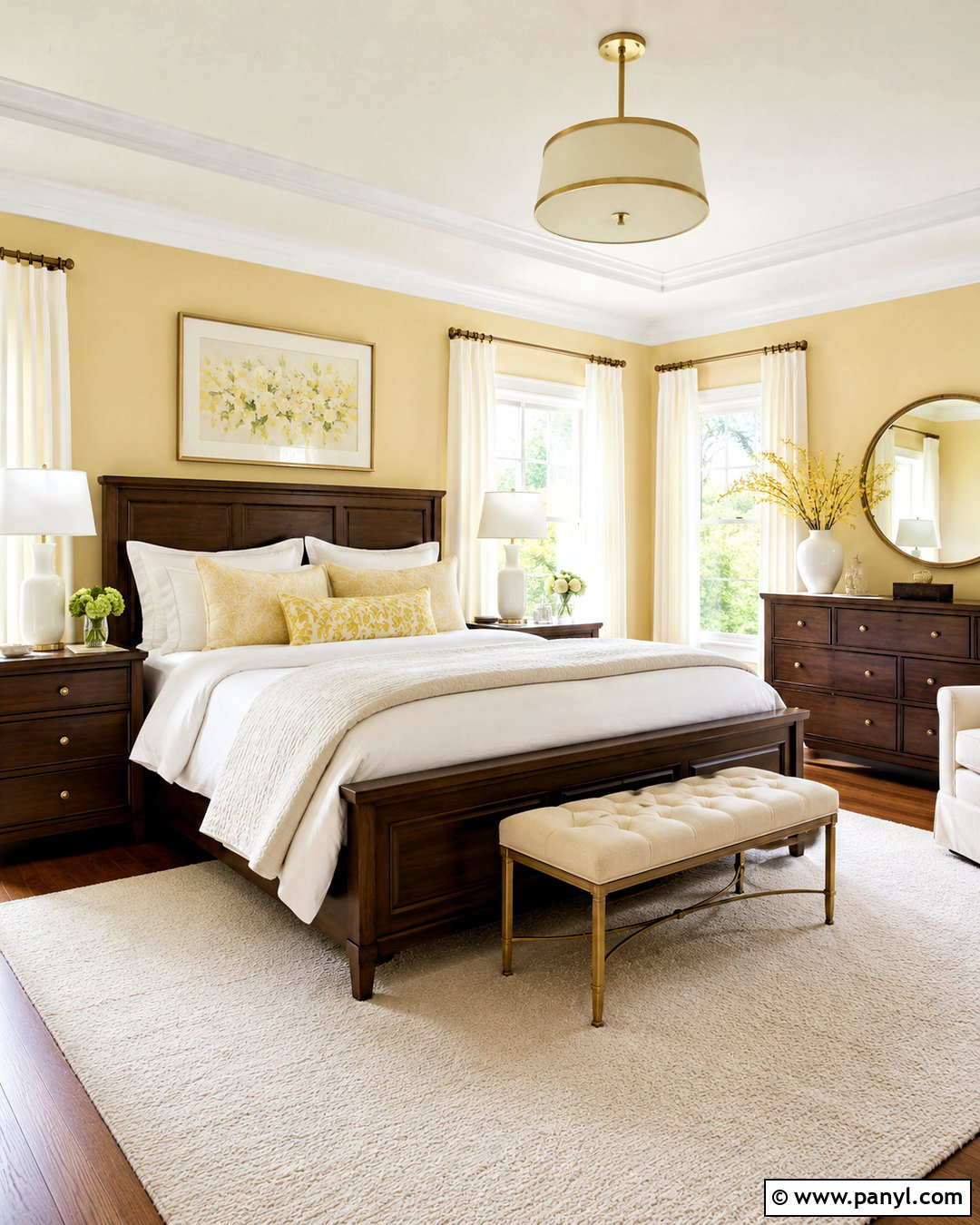 Light Yellow Bedroom With Dark Wood Furniture - 20 light yellow bedrooms