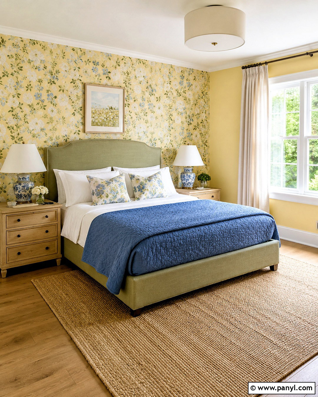 Light Yellow Bedroom With Floral Wallpaper - 20 light yellow bedrooms