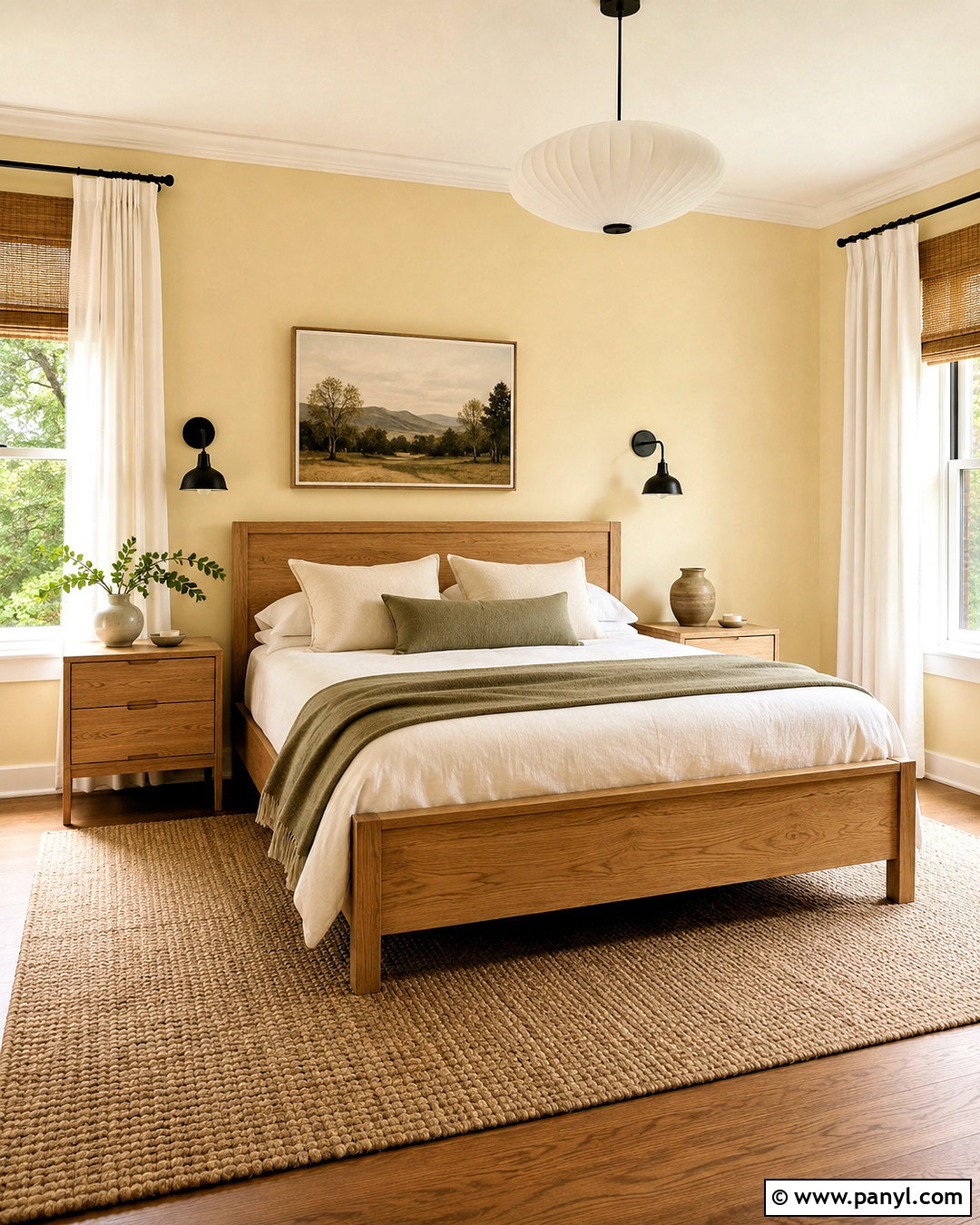 Light Yellow Bedroom With Natural Wood - 40 light yellow walls