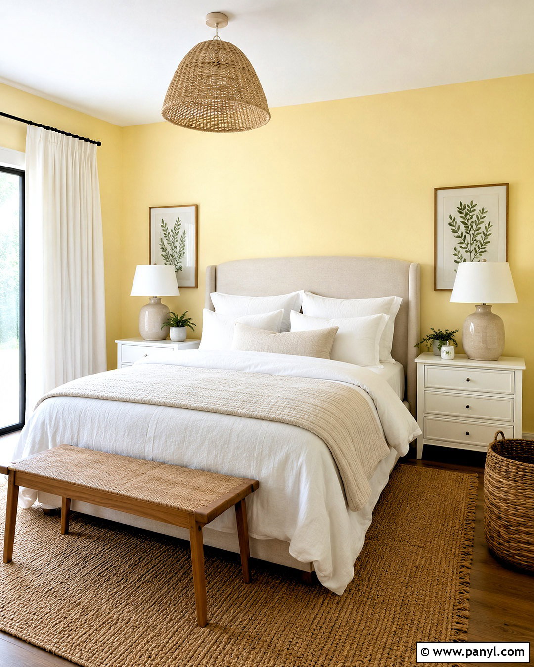 Light Yellow Bedroom With White Bedding - 40 light yellow walls