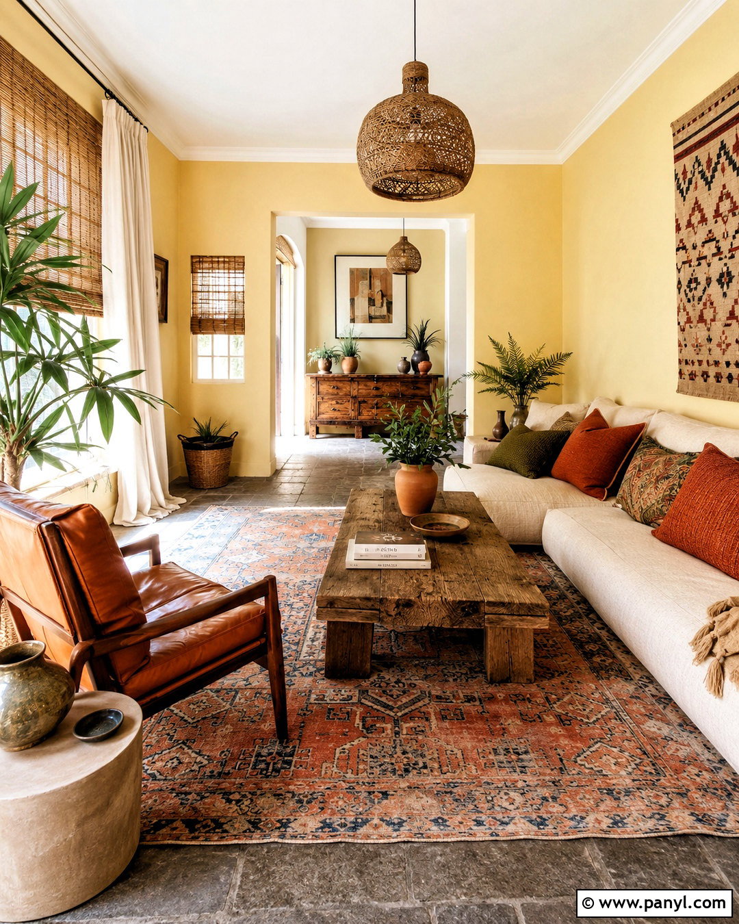 Light Yellow Boho Room - 40 light yellow walls
