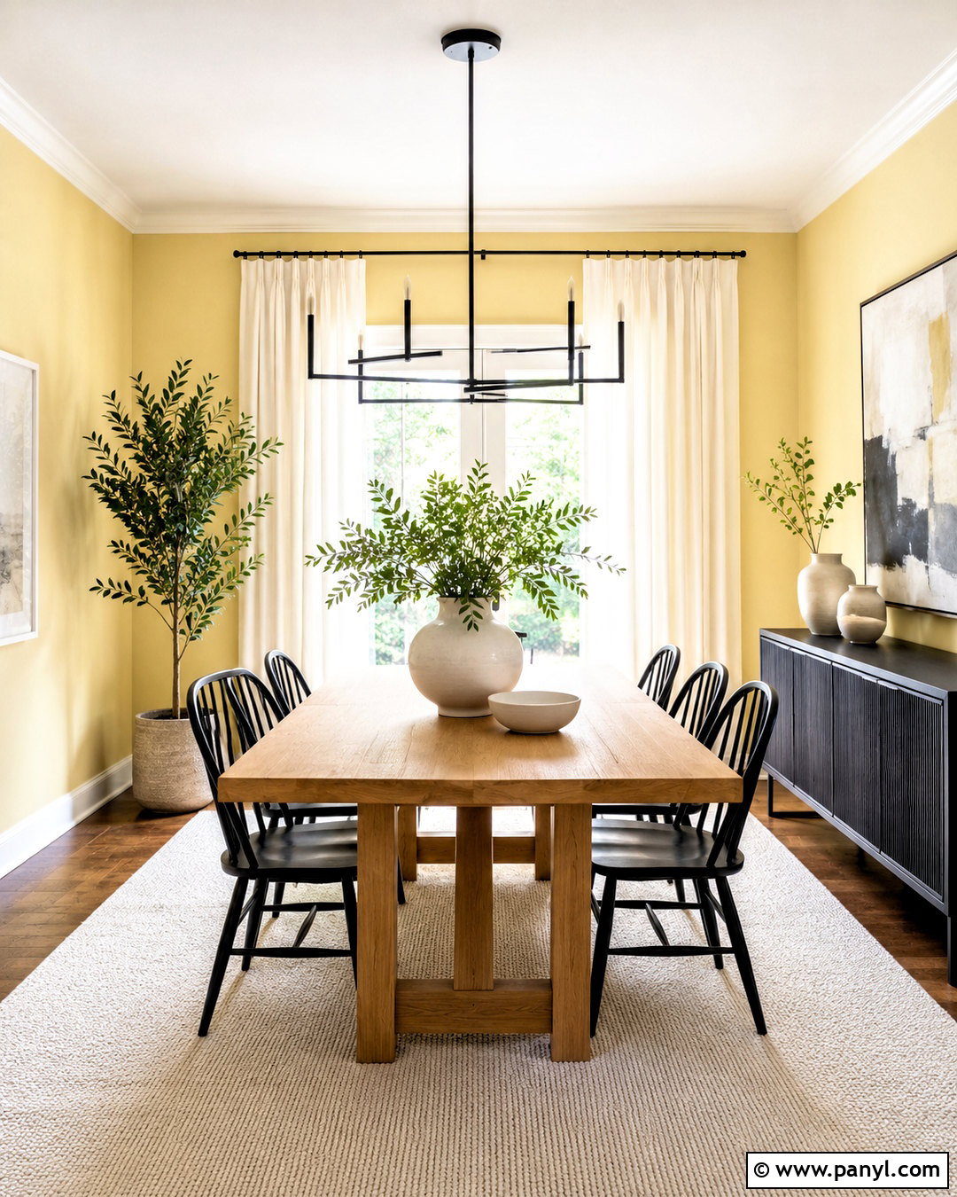 Light Yellow Dining Room With Black Accents - 20 light yellow room ideas