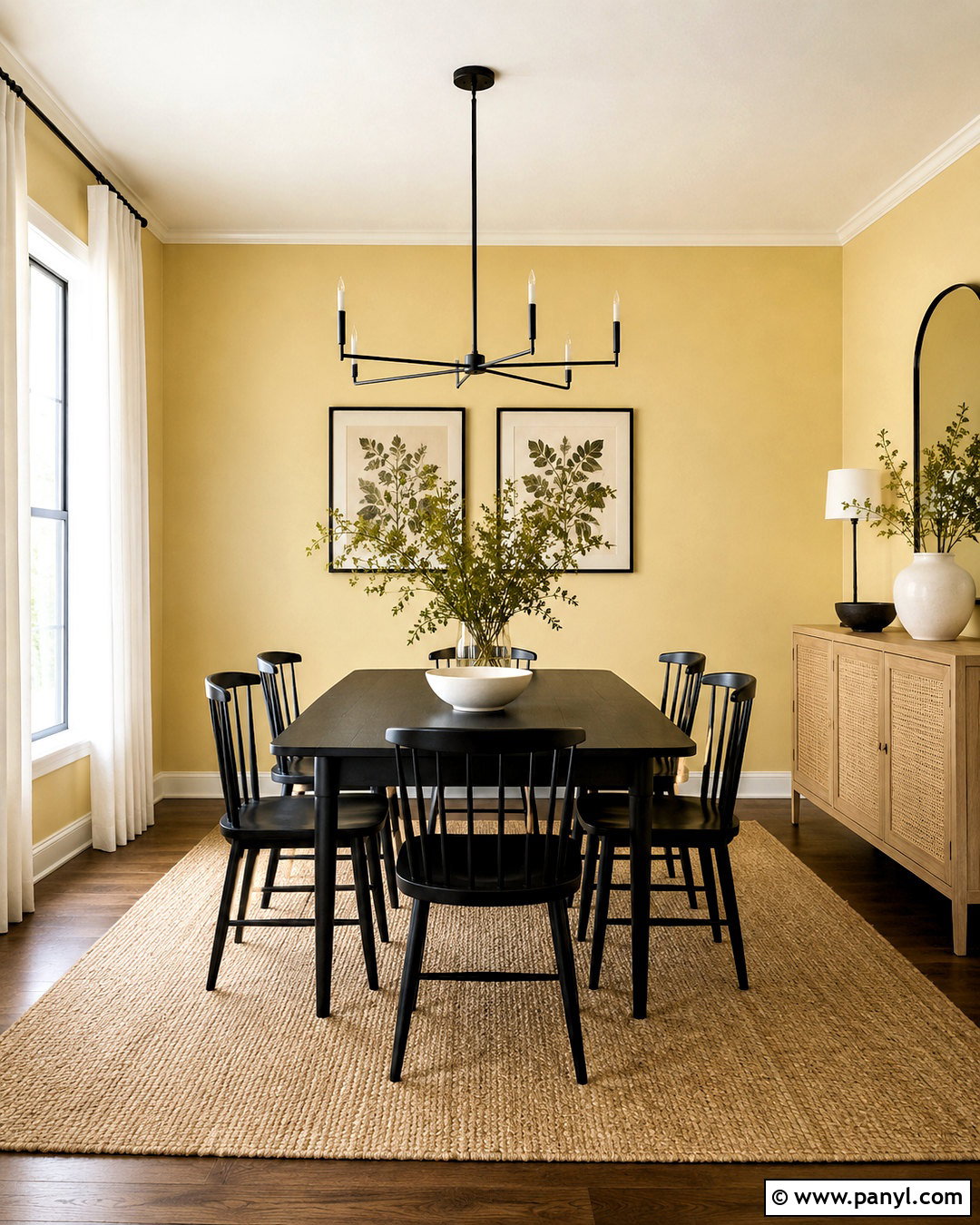 Light Yellow Dining Room With Black Furniture - 40 light yellow walls