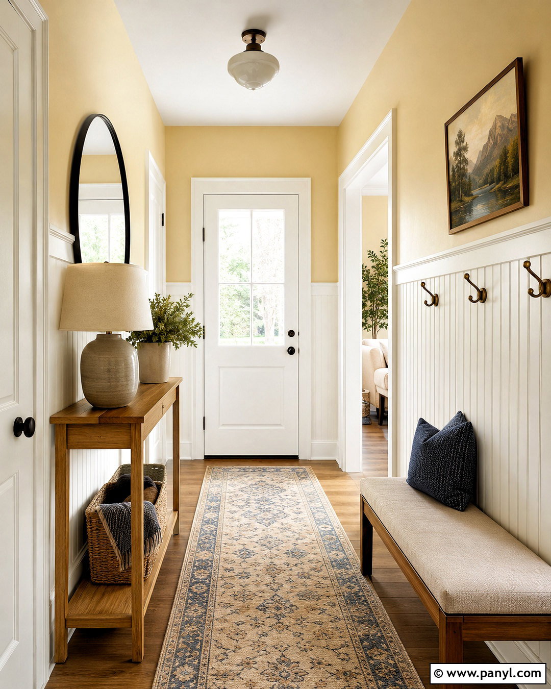 Light Yellow Entryway With Painted Paneling - 20 light yellow room ideas