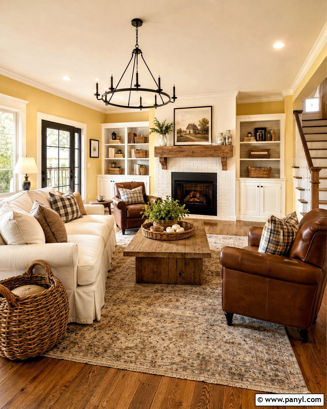 Light Yellow Farmhouse Family Room - 20 light yellow room ideas