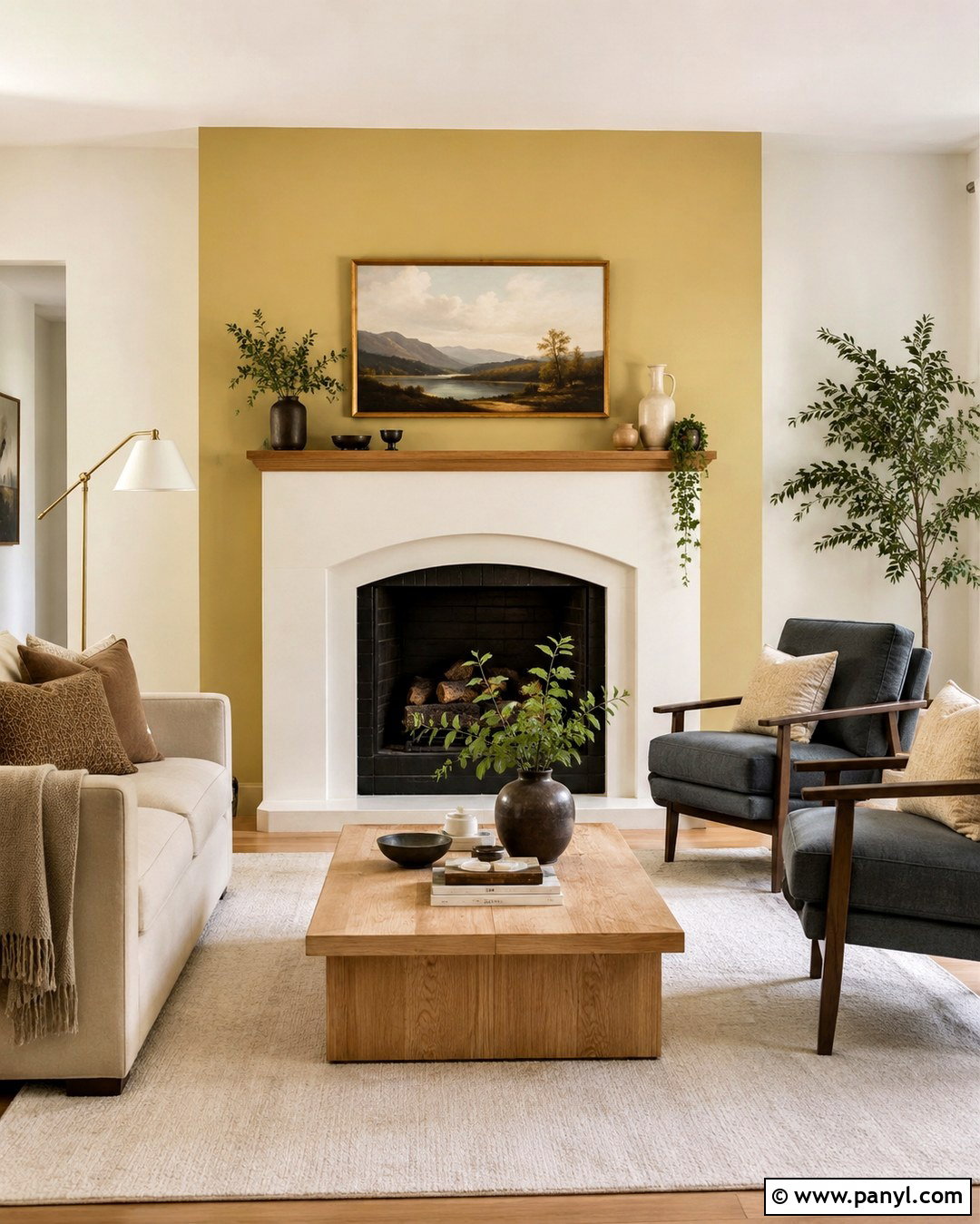 Light Yellow Fireplace Accent Wall - 20 Light Yellow Accent Wall Ideas
